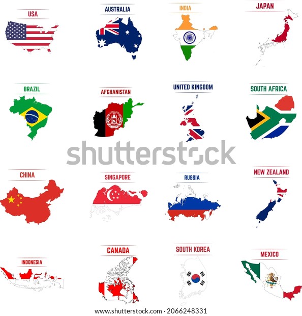 National Flags Color Collection Vector Set Stock Vector (Royalty Free ...