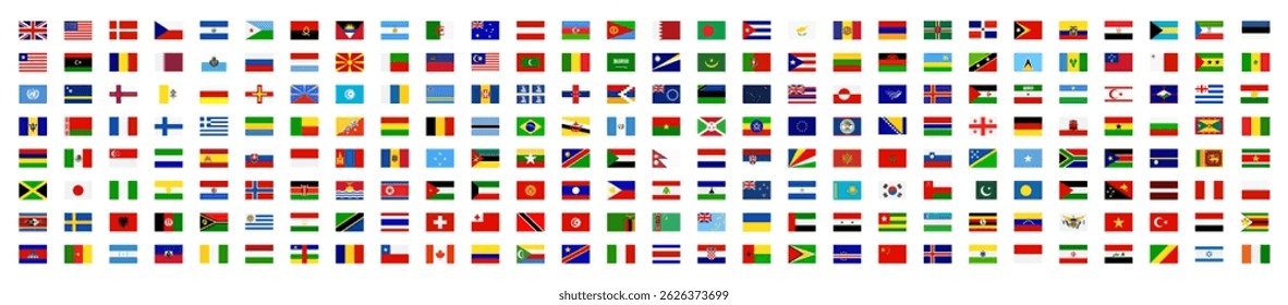 Bandeiras nacionais de países que fazem a coleta de vetores. Mundo emblemas set.