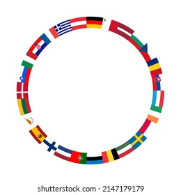 National flags EU countries in the circle