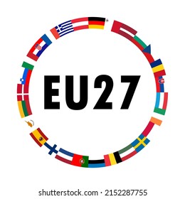 National flags EU countries in the circle