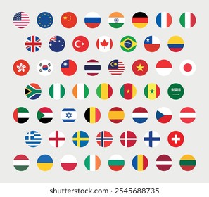 Conjunto de iconos de banderas nacionales de los 53 países