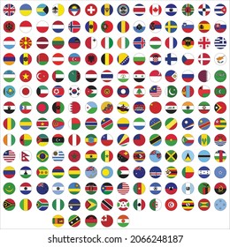 National flags in round shape color flat vector collection set