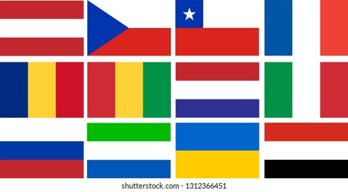 national flags of several countries in compliance with the size and colors Yemen, Italian, Romanian, Ukraine, Sierra Leone, Russian, France, Chilie, Guinea, Holland, Austria, Chech 