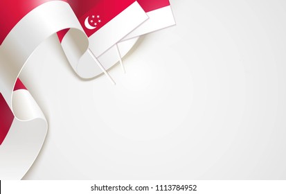 National flags of Singapore isolated on white background. Patriotic Symbolic background. Vector illustration