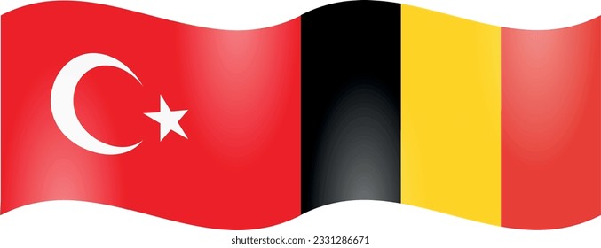 National flags of Turkey and Belgium