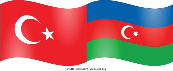 National flags of Turkiye and Azerbaijan