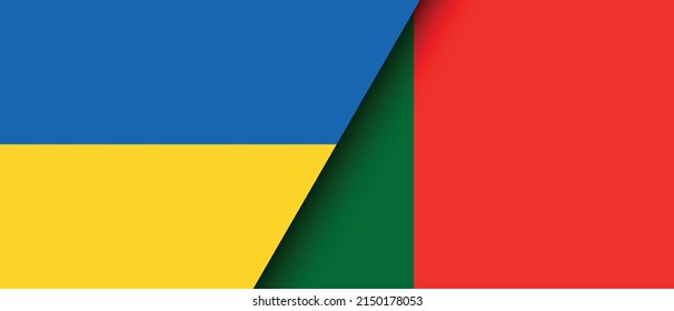 National flags of Ukraine and Portugal representing the partnership and cooperation of the two countries vector illustration.