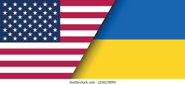 National flags of Ukraine and the USA representing the partnership and cooperation of the two countries vector illustration.