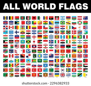 National Flags vector of Different Country, SVG Collection set of sovereign state flag of the World with their name clipart svg