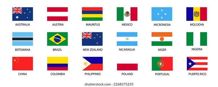 National flags of the world. World flag Set.