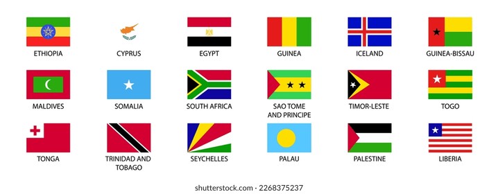 National flags of the world. World flag Set.