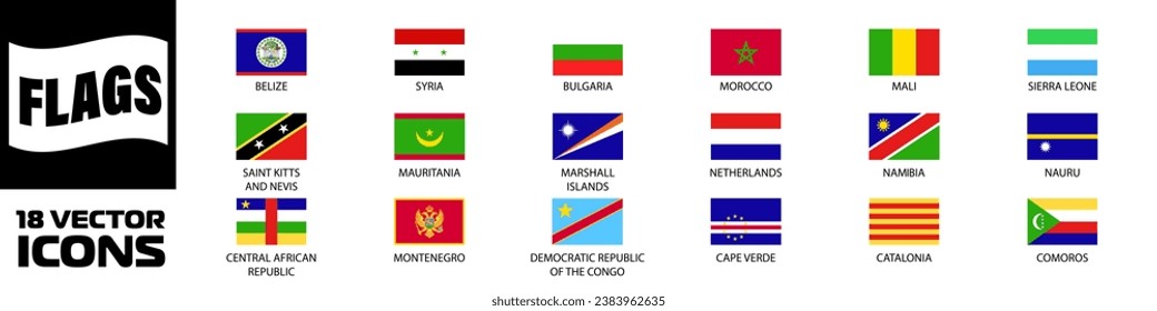 National flags of the world. World flag Set.