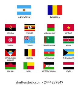 Nationalflaggen der Welt. Weltflagge gesetzt.