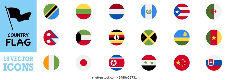 Banderas nacionales del mundo. Bandera del mundo. Icono de Country Flags. Ilustración vectorial. Gráfico de Vector. EPS 10