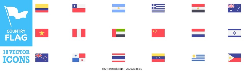 National flags of the world. World flag Set. Country Flags Icon. Vector Illustration. Vector Graphic. EPS 10