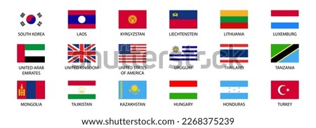 National flags of the world. World flag Set.