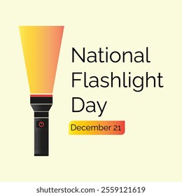 National Flashlight Day vector, illustration. December 21. Black Flashlight or torch design concept.