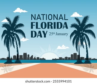 National Florida Day. 25 January. USA Holiday. Holiday concept, banner, poster, card. Background. Vector illustration.