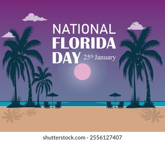 National Florida Day. 25 January. USA Holiday. Holiday concept, banner, poster, card. Background. Vector illustration.