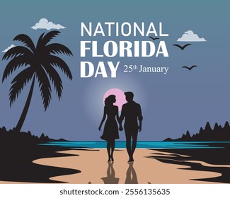 National Florida Day. 25 January. USA Holiday. Holiday concept, banner, poster, card. Background. Vector illustration.