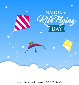 National Flying Kite Day Vector Illustration. Suitable for poster, banner, campaign, and greeting card
