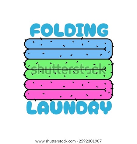 National Folding Laundry Day to celebrate on March 30th. Illustration of colorful towels after being washed and folded on a white background.