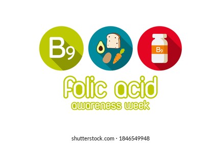 National Folic Acid Awareness Week, observed during the second week of January every year, brings much needed attention to this crucial vitamin that is especially important to women. vector graphics.