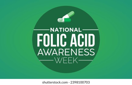 National Folic Acid Awareness Week vector template. Promoting Health and Pregnancy Wellness with Folic Acid Education and Support Illustrations. background, banner, card, poster design.