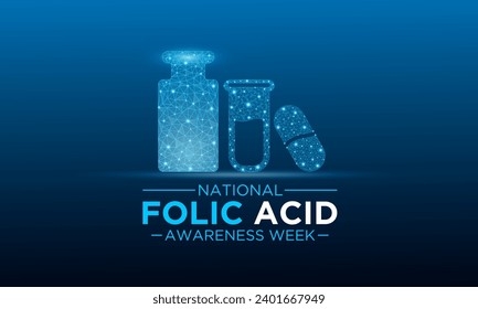 National Folic Acid Awareness Week. January is National Folic Acid Awareness Week. Vector template for banner, greeting card, poster with background. 