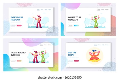 National Folk Music Holiday Celebration Website Landing Page. Mexican Musician in Traditional Costumes Play Guitar and Maracas, Cinco De Mayo Festival Web Page Banner. Cartoon Flat Vector Illustration