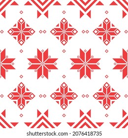 National folklore bulgarian balkan embroidery style red ornamental seamless vector pattern