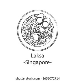 National food of Singapore in outline design icon,vector illustration