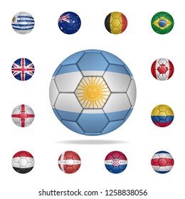 National football ball of Argentina. Detailed set of national soccer balls. Premium graphic design. One of the collection icons for websites, web design, mobile app