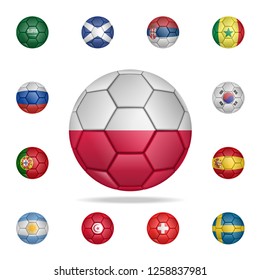 National football ball of Poland. Detailed set of national soccer balls. Premium graphic design. One of the collection icons for websites, web design, mobile app