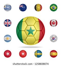 National football ball of Senegal. Detailed set of national soccer balls. Premium graphic design. One of the collection icons for websites, web design, mobile app