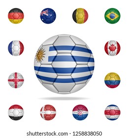 National football ball of Uruguay. Detailed set of national soccer balls. Premium graphic design. One of the collection icons for websites, web design, mobile app