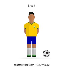 National football player. Brazil soccer team uniform. Vector illustration.