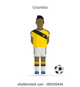 National football player. Colombia soccer team uniform. Vector illustration.