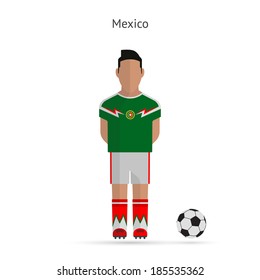 National football player. Mexico soccer team uniform. Vector illustration.