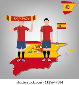 National football player. Spain soccer team uniform.