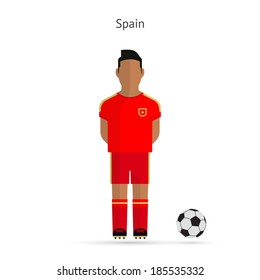 National football player. Spain soccer team uniform. Vector illustration.