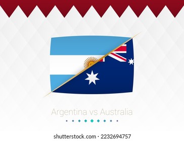 National football team Argentina vs Australia, Round of 16. Soccer 2022 match versus icon. Vector illustration.
