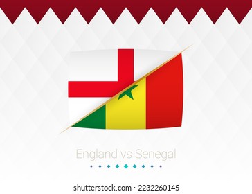 National football team England vs Senegal, Round of 16. Soccer 2022 match versus icon. Vector illustration.