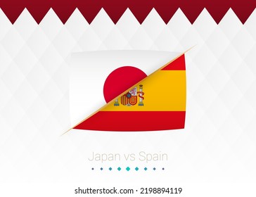National football team Japan vs Spain. Soccer 2022 match versus icon. Vector illustration.