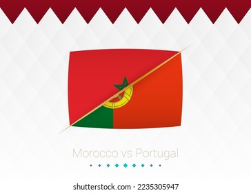 Nationale Fußballmannschaft Marokko gegen Portugal, Quarter Finale. Fußballspiel 2022 gegen Symbol. Vektorgrafik.