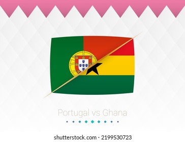 National football team Portugal vs Ghana. Soccer 2022 match versus icon. Vector illustration.