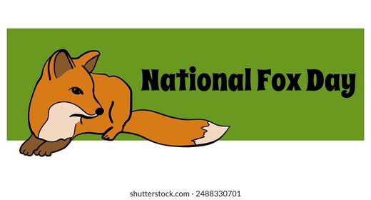 Día Nacional del Zorro, sencillo Anuncio Horizontal sobre el tema de una interesante Ilustración vectorial animal