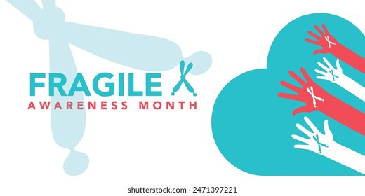 National fragile X awareness month wallpaper with shapes and typography, banner, card, poster, template. National fragile X awareness month, background
