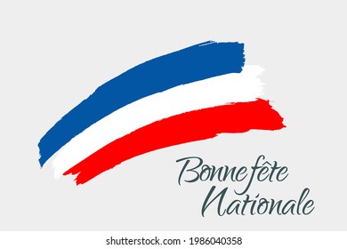 National France day vector template. Creative typography for greeting cards, holiday greetings and invitations with traditional greeting and flag. Vector illustration.