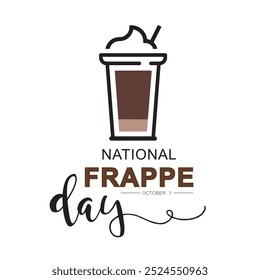 Vetor do Dia Nacional da Frappe. Vetor de ícone de bebida de café gelado.